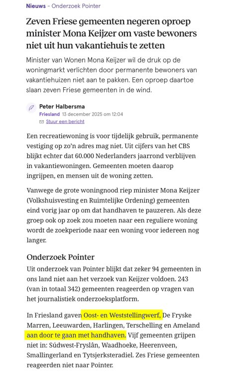 Permanent wonen in een recreatiewoning