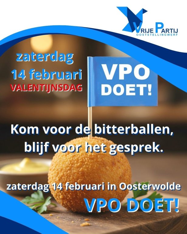 Wij staan op 14 februari met bitterballen
